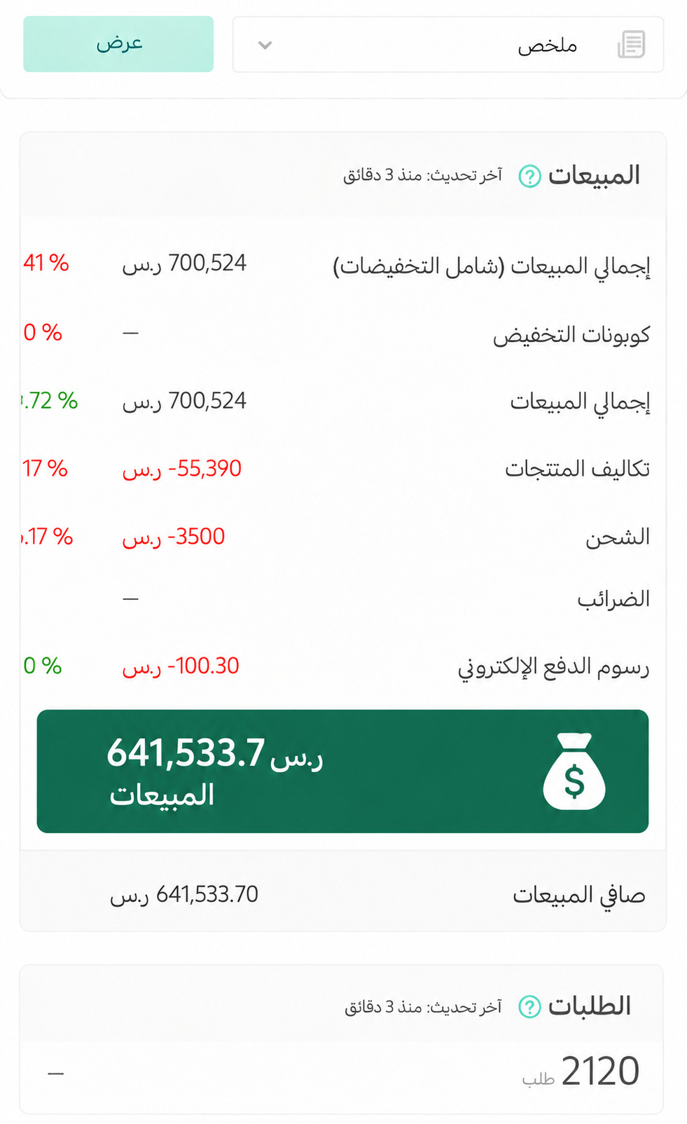 لوحة التحكم - التقارير